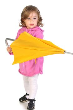 beauty a little girl with yellow umbrella 