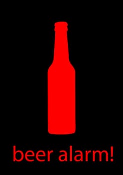 red beer bottle with "beer alarm"