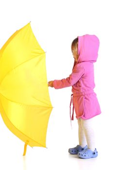 beauty a little girl with yellow umbrella 