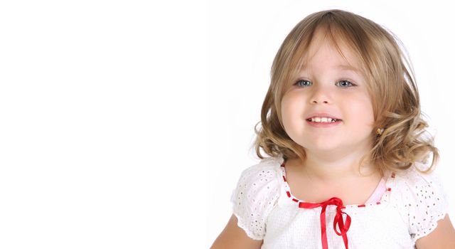 beauty a little girl on white background