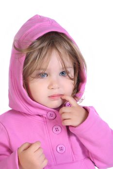 beauty a little girl on white background