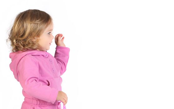 beauty a little girl on white background