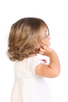 beauty a little girl on white background