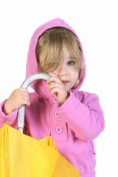 beauty a little girl with yellow umbrella 