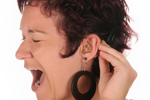 Young woman probation tones with Hearing Aid