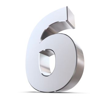 shiny 3d number 6 made of silver/chrome