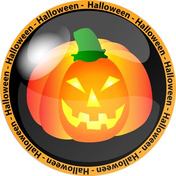 illustration of a halloween button with a pumpkin