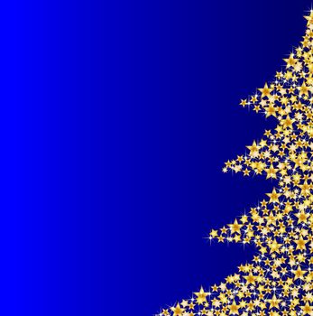 illustration of a christmas tree on blue background