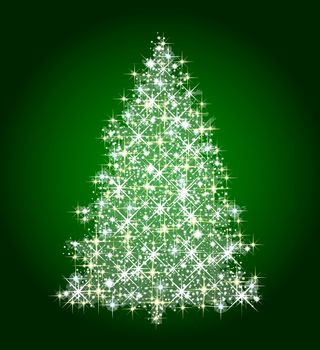 illustration of a christmas tree on green background