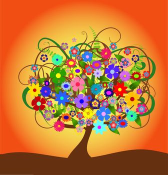 a illustration of a colorful abstract flower tree