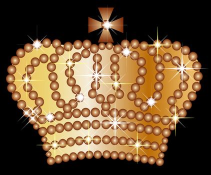 Illustration of a golden crown on black background