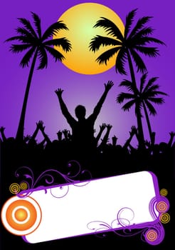 illustration of a party placard with palms