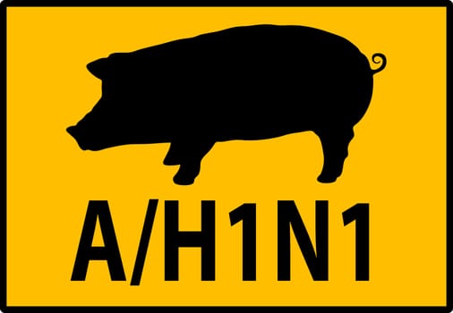 illustration of a H1N1 Swine Flu Hazard Warning Sign