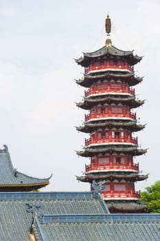 Image of the Mulong Lake Pagoda at Guilin, China.