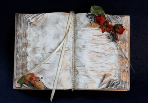 old decorative white and gold book