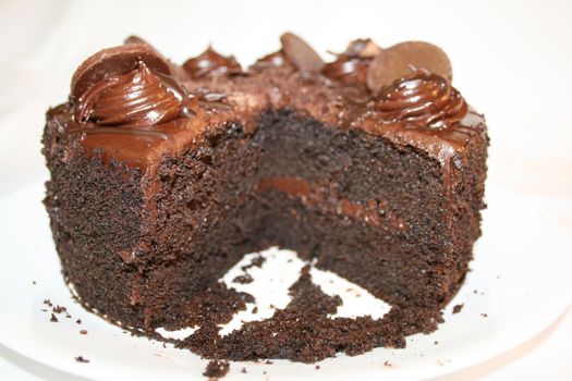 Chocolate cake isolated on white background