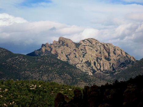 Geologic formation Cochise Head in Chiricahua Mountains, Arizona, USA.