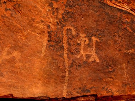 Historic Anasazi petroglyphs in Step Canyon, Utah, USA.