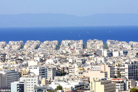 View and a shot of Athens from the Acropolis, Greece