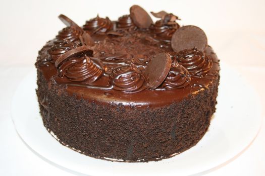 Chocolate cake isolated on white background