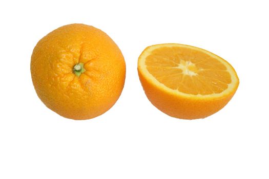 Orange halves isolated on white background