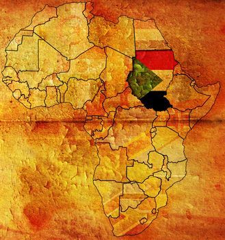 sudan flag on africa map