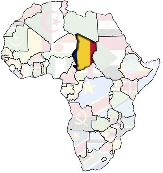 flag of chad on africa map