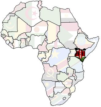 kenya on map of africa with flags