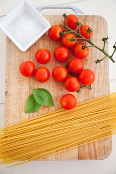 Delicious ingredients used for a pasta meal