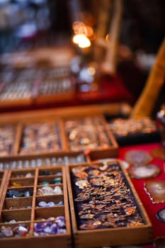 accessory selling at a market in evening