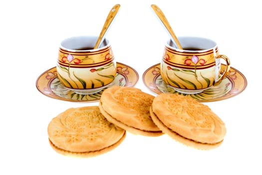 coffee with cookie isolated on white background