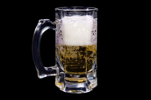 mug beer on black background(clipping path included)