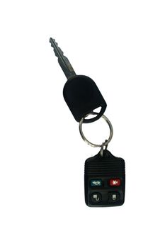 Car key with remote on white background