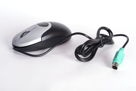 computer mouse input device on white background