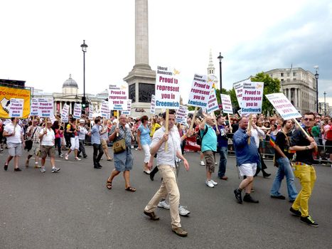 LONDON - July 2: Gay Pride 2011 In Trafalgar Square July 2nd, 2011 in London, England.
