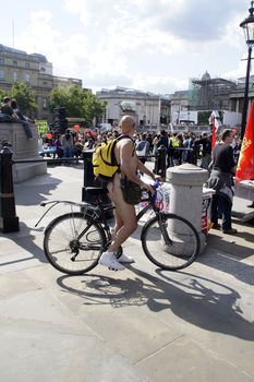 LONDON - June 11: London Naked Bike Ride In The Strand In London 11th, 2011 in London, England.

