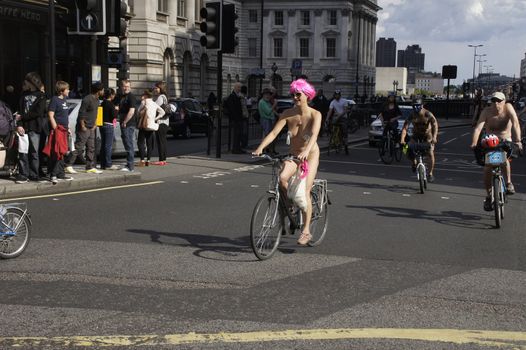 LONDON - June 11: London Naked Bike Ride In The Strand In London 11th, 2011 in London, England.

