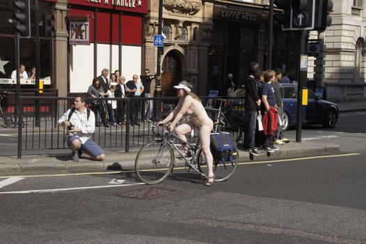 LONDON - June 11: London Naked Bike Ride In The Strand In London 11th, 2011 in London, England.
