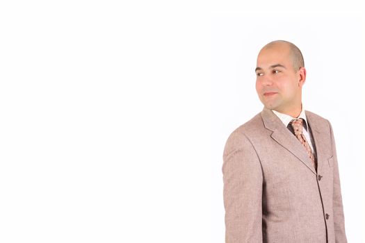 A Businessman happiness looking on white background