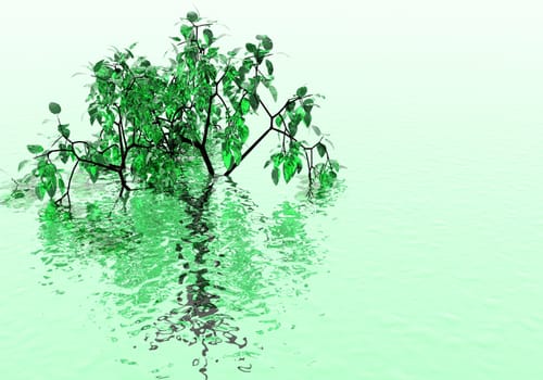 abstract creative symbolic image lone tree in the water 