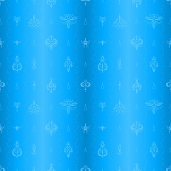Abstract blue background with graphic floral pattern