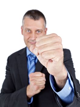 An image of a business man boxing