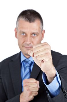 An image of a business man boxing