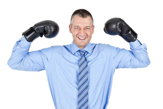 An image of a business man boxing