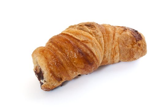 pastry roll with chocolate isolated on white background