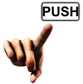 Concept image of a finger that is pushing a button.