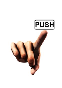 Concept image of a finger that is pushing a button.