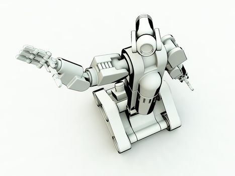 An image of a futrestric android with a white background.