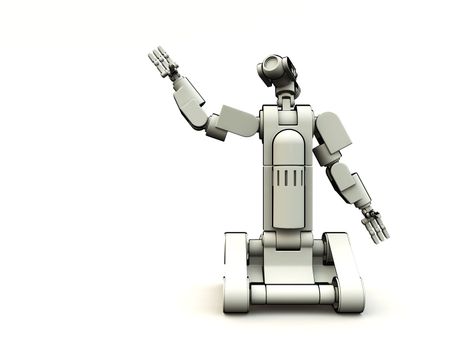 An image of a futrestric android with a white background.