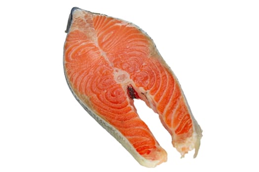 fresh salmon steak on white background